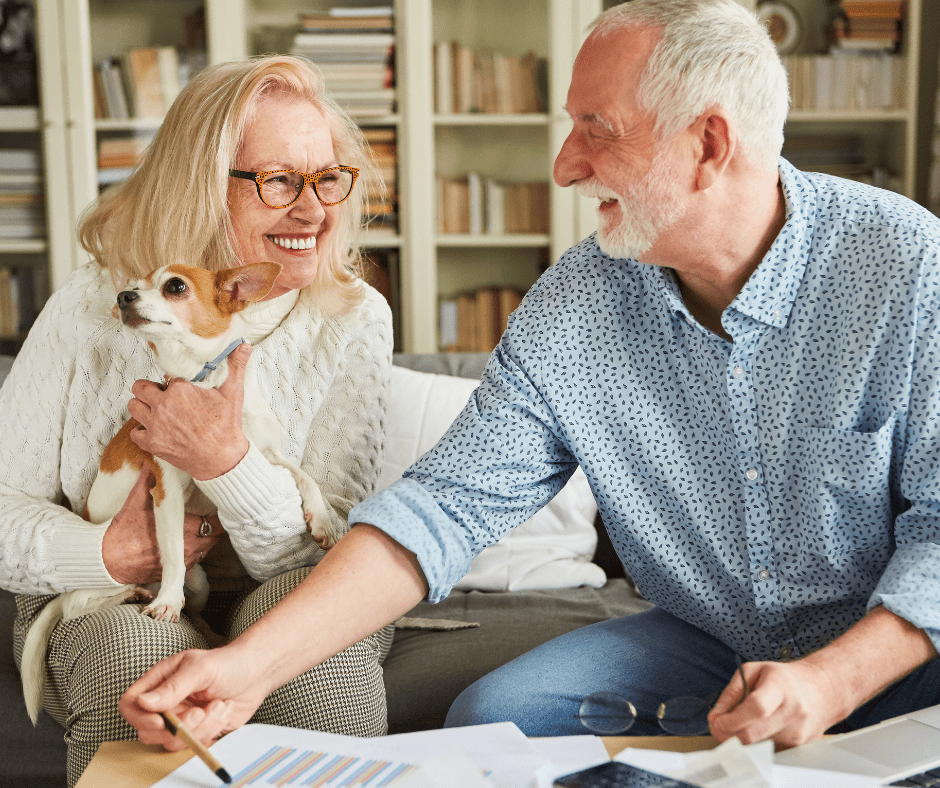 April 25 Events Page Image - Inspirations of Tempe Elderly man and woman smiling and holding small dog